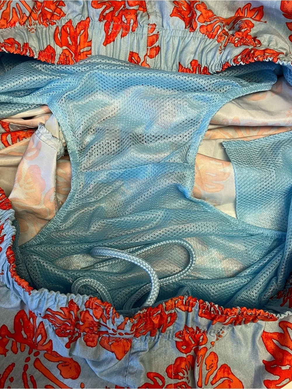 OP Ocean Pacific Men’s Swim Trunks XL Blue Coral Floral Hawaiian Beach
